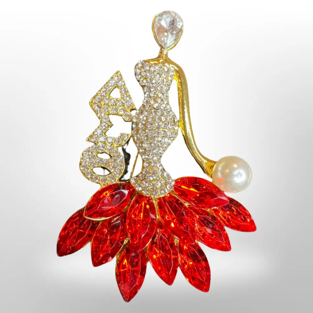 Clearance: Delta Sigma Theta Soror Brooch Gold And Red Brooches Pins