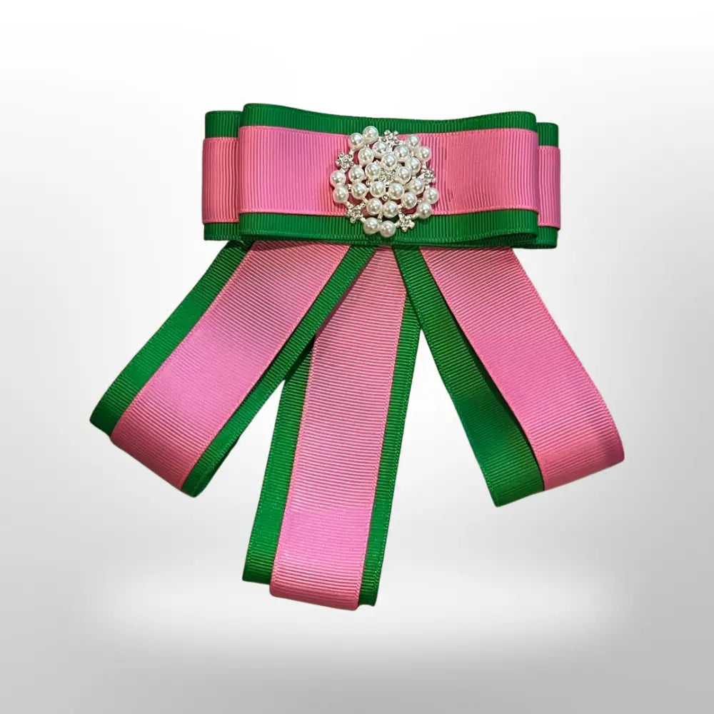 Clearance: Tie Brooch Green And Pink Brooches Pins