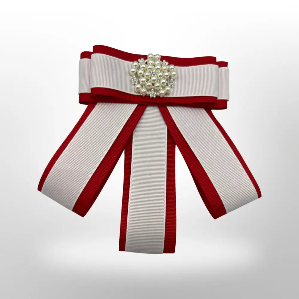 Clearance: Tie Brooch White And Red Brooches Pins