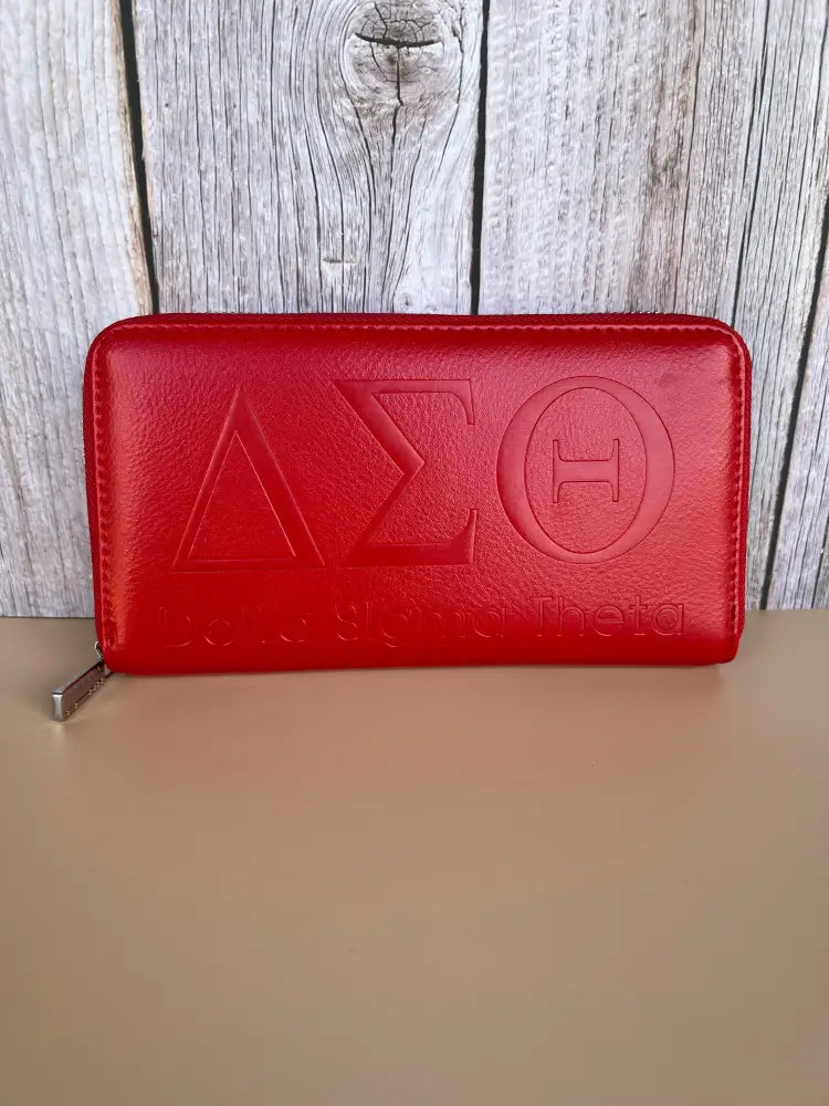 Delta Sigma Theta Leather Wallet (Holds Up To 36 Cards) Red Purses And Tote Bags