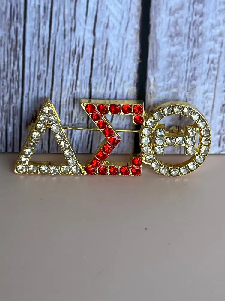 Delta Sigma Theta Pin (2’) Gold / Red Brooches And Pins