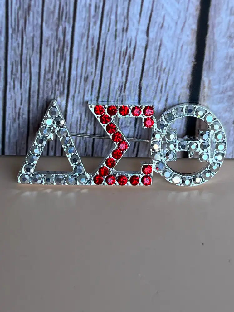 Delta Sigma Theta Pin (2’) Silver / Red Brooches And Pins