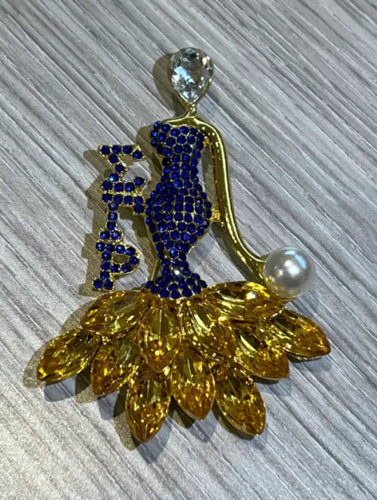 Sigma Gamma Rho Soror Brooch Blue And Gold Brooches Pins