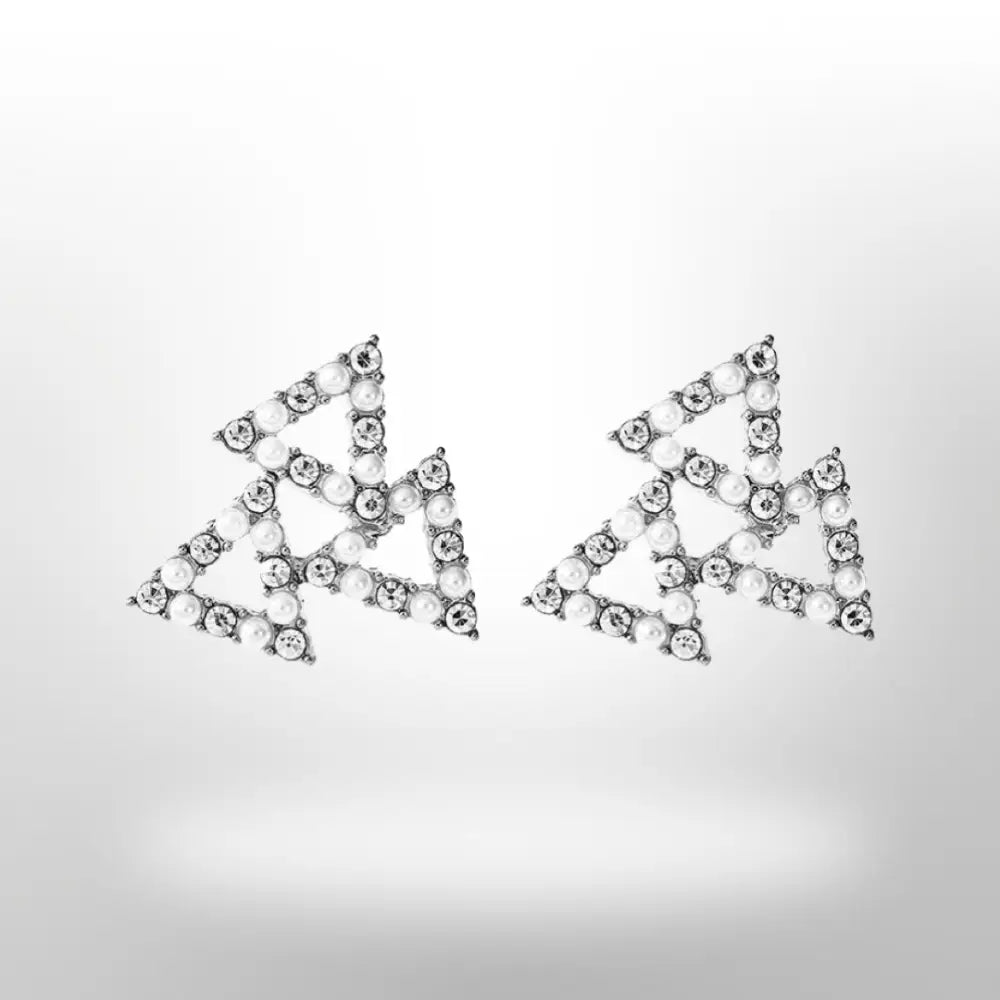 Stacked Pyramid Earrings Silver