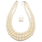 Three Strand Pearls And Earrings Ecru Necklaces