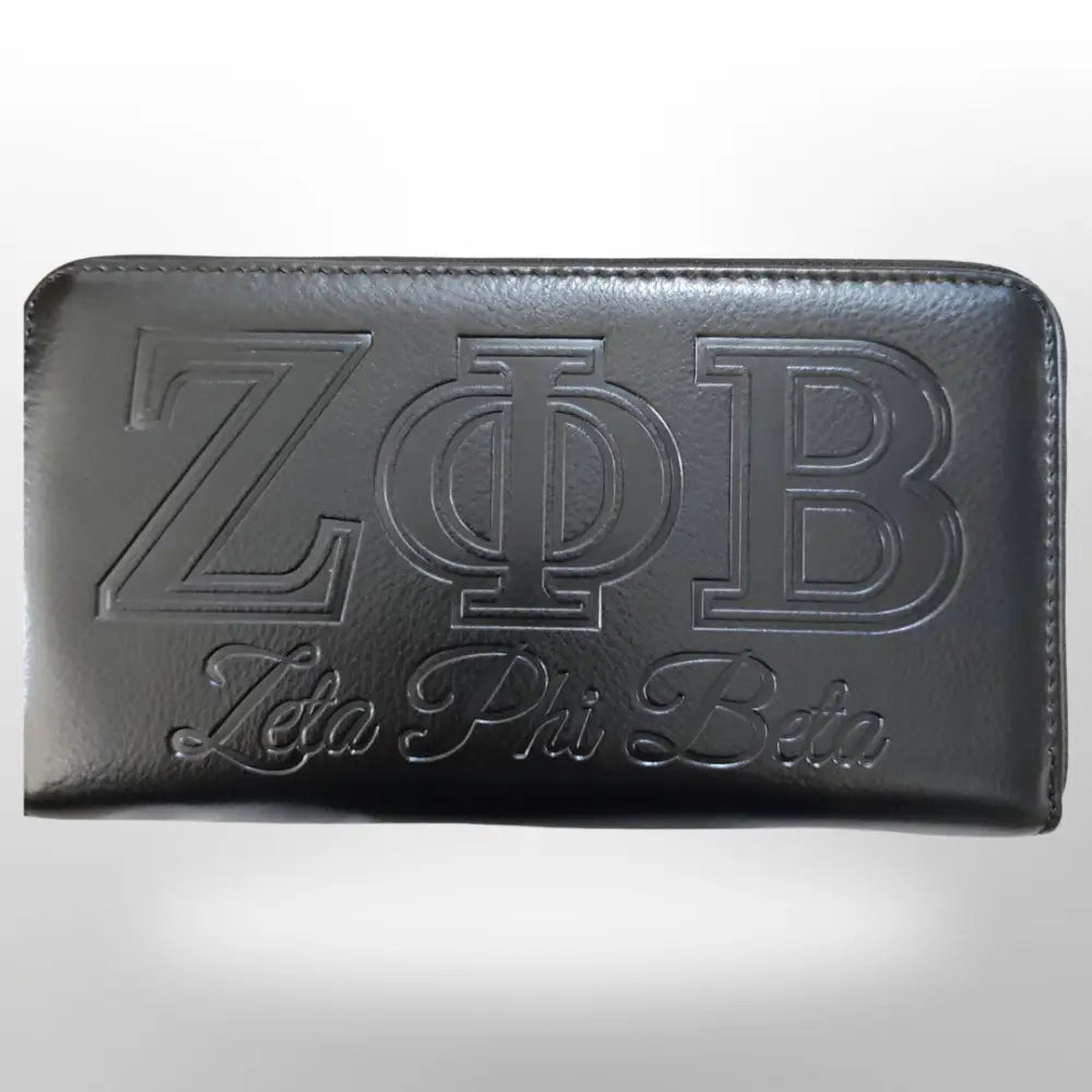 Zeta Phi Beta Leather Wallet (Holds Up To 36 Cards) Black Purses And Tote Bags