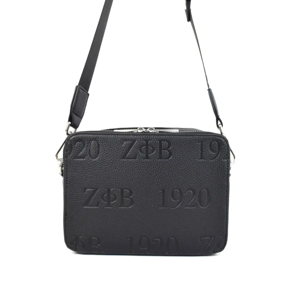 Zeta Phi Beta Logo Crossbody Black Purses And Tote Bags