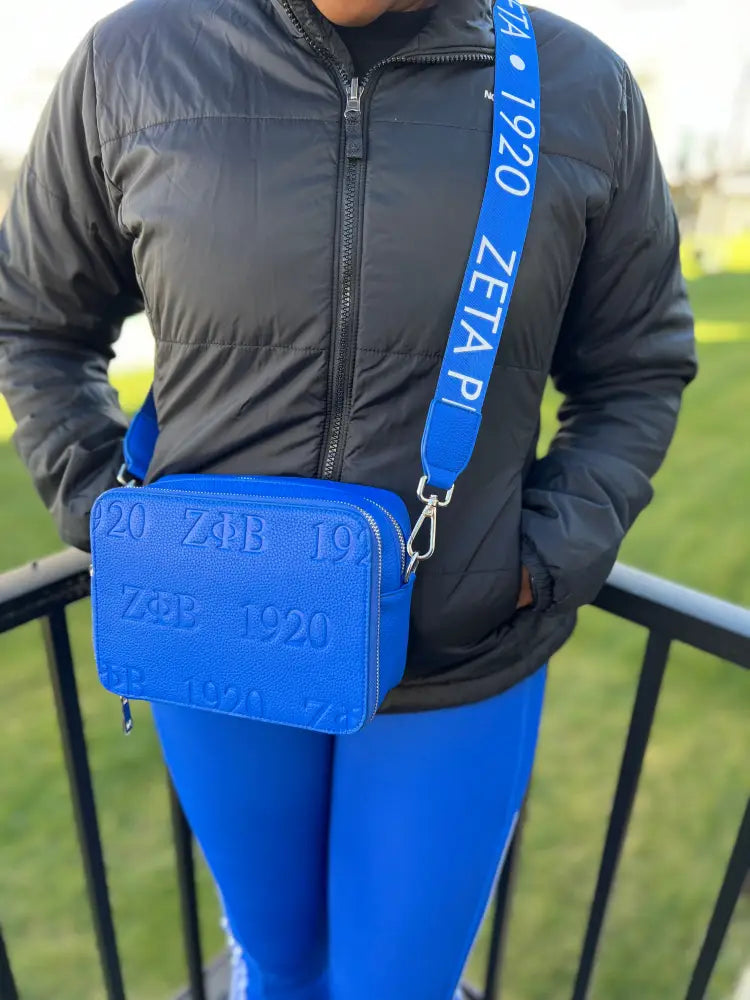 Zeta Phi Beta Logo Crossbody Blue Purses And Tote Bags