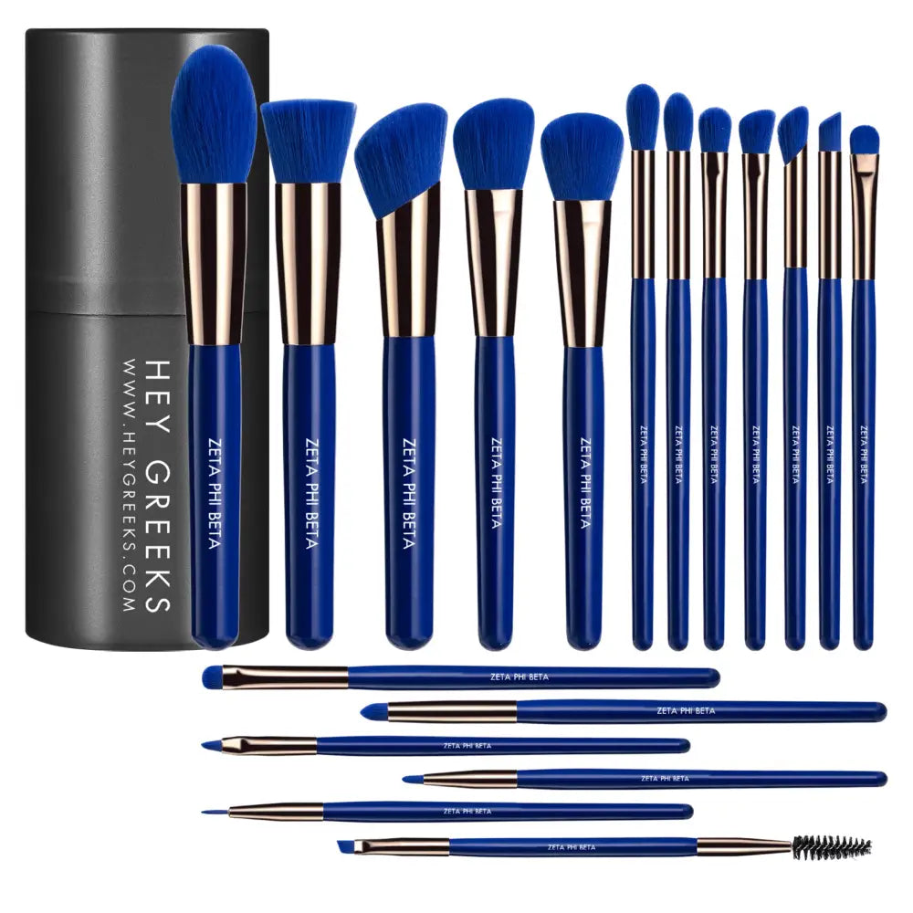 Zeta Phi Beta Makeup Brush Set (18-Pieces) Gold Brushes