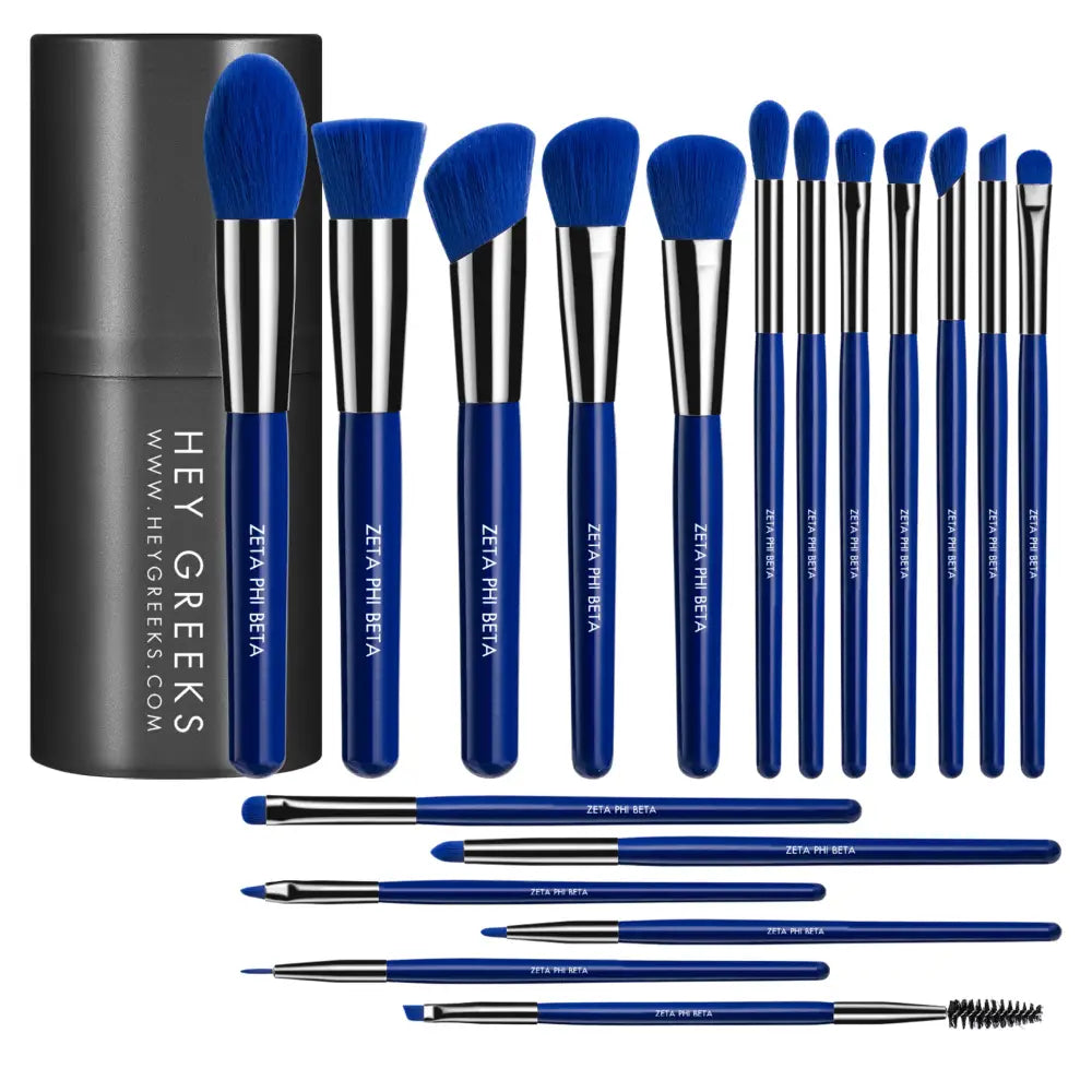 Zeta Phi Beta Makeup Brush Set (18-Pieces) Silver Brushes