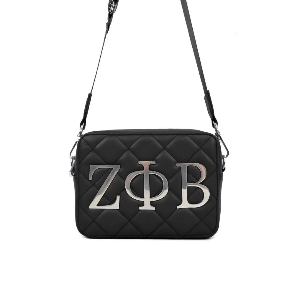 Zeta Phi Beta Quilted Crossbody - Limited Edition Black Purses And Tote Bags