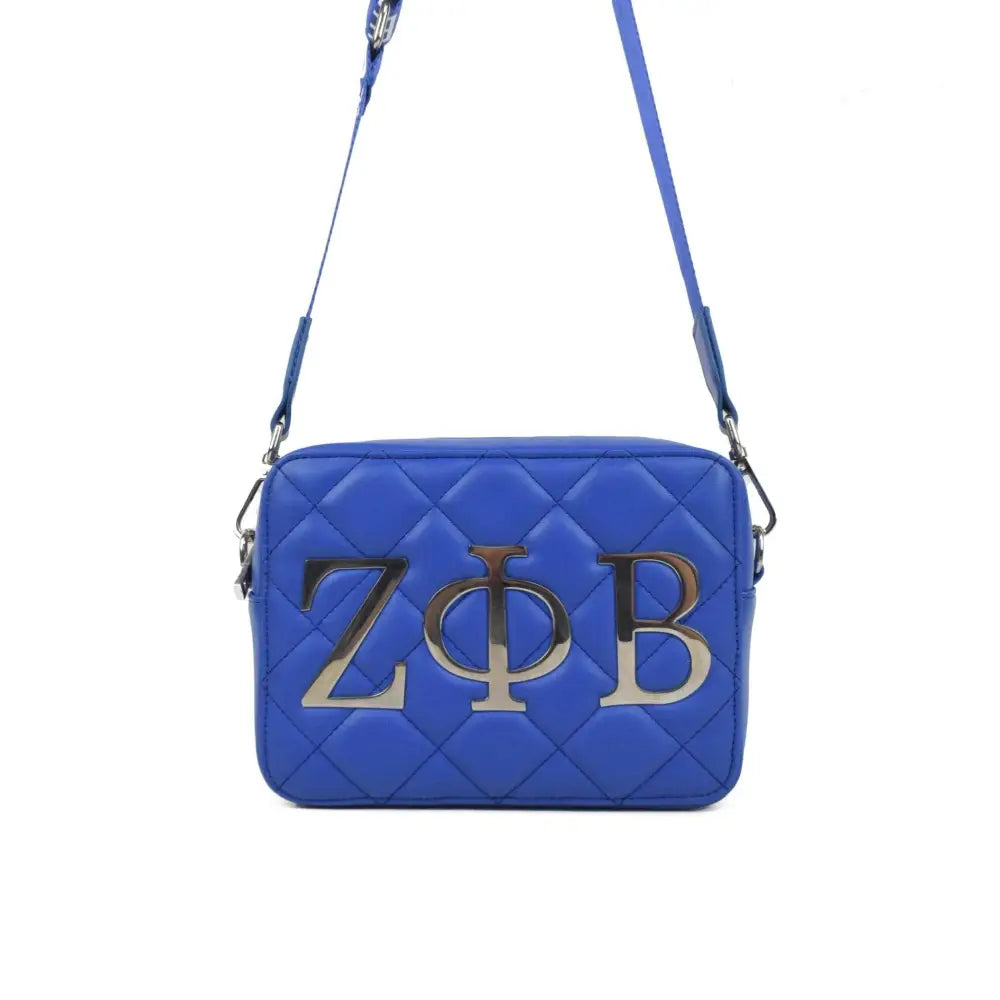 Zeta Phi Beta Quilted Crossbody - Limited Edition Blue Purses And Tote Bags