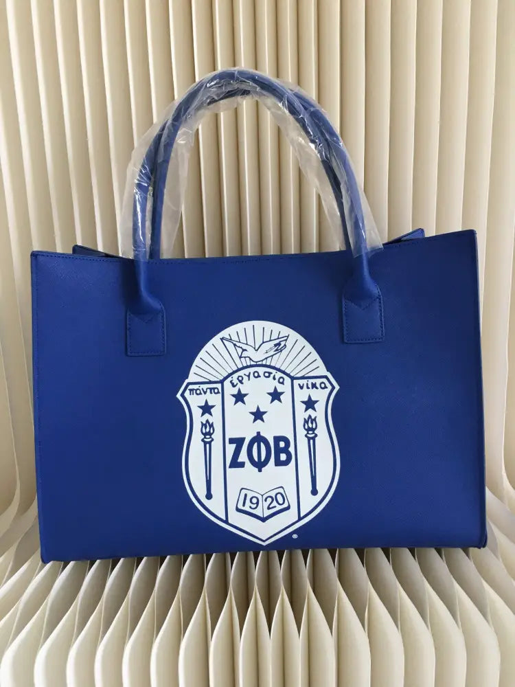 Zeta Phi Beta Tote Bag Ii Blue / White Shield Purses And Bags