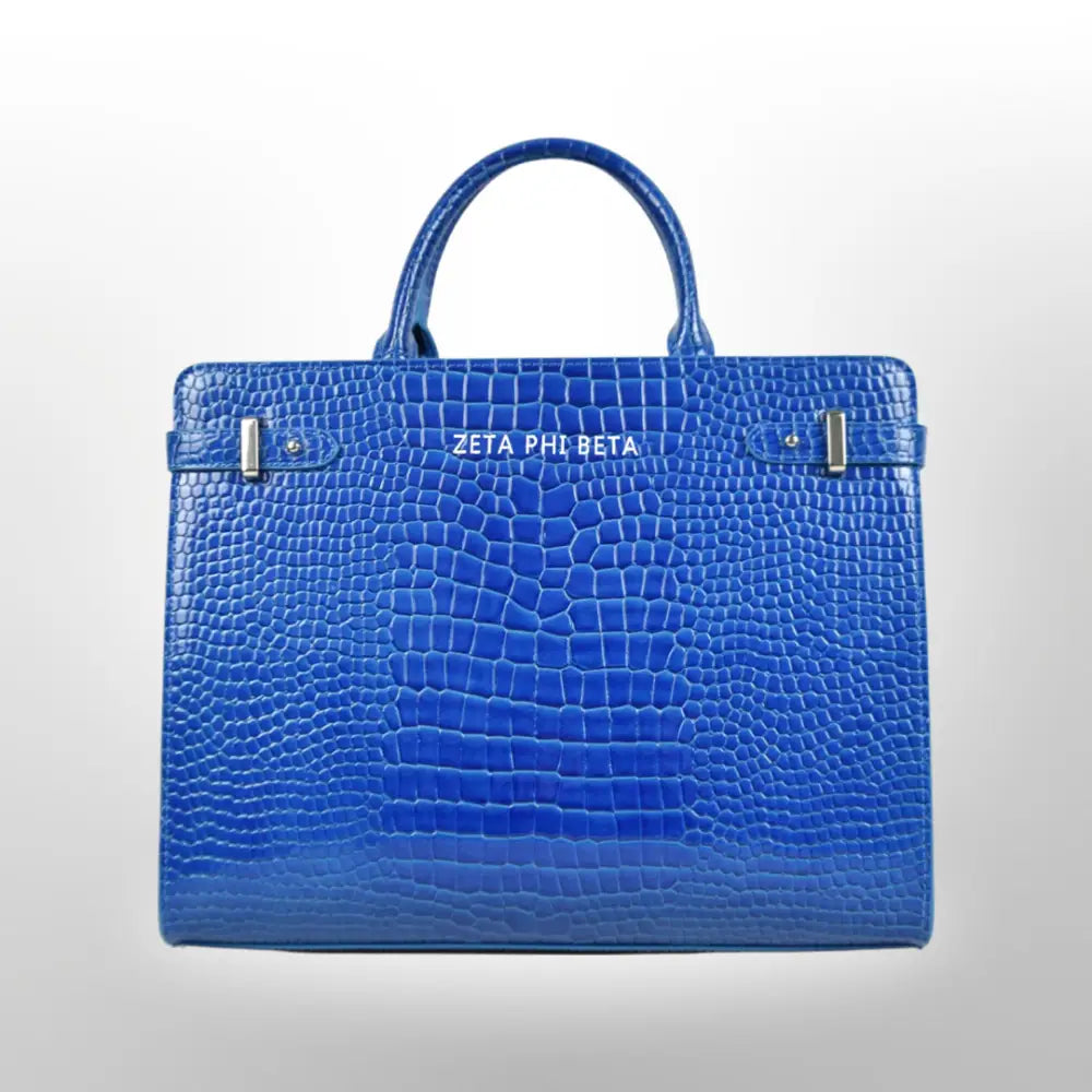 Zeta Phi Beta Vegan Croc Leather Purse Blue Purses And Tote Bags